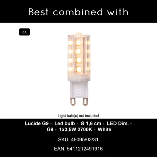 Lucide SENTINO - Plafonnière - Ø 30 cm - 3xG9 - Taupe - CROSSSELL